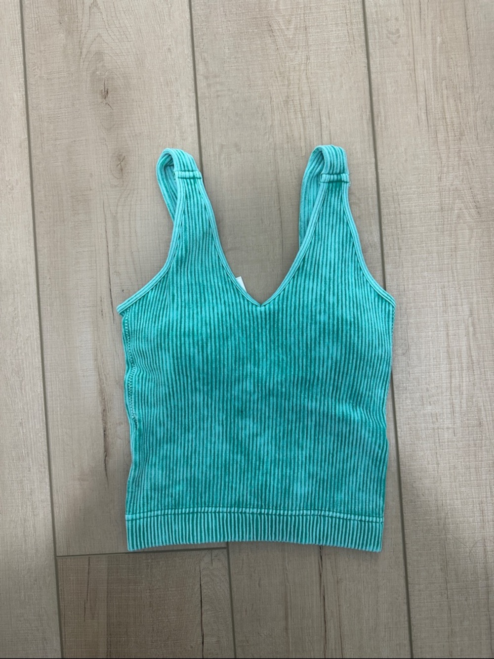 Zenana Outfitters Teal Ribbed V-Neck Tank